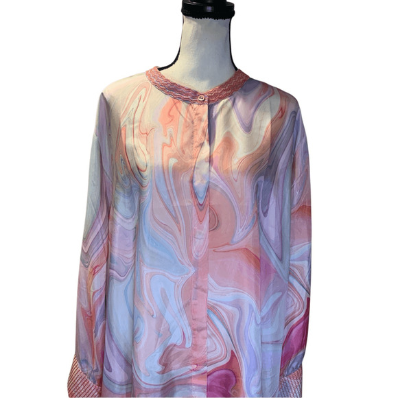 Johnny Was Silk Top Pink Multi Boho Tunic - Picture 8 of 13